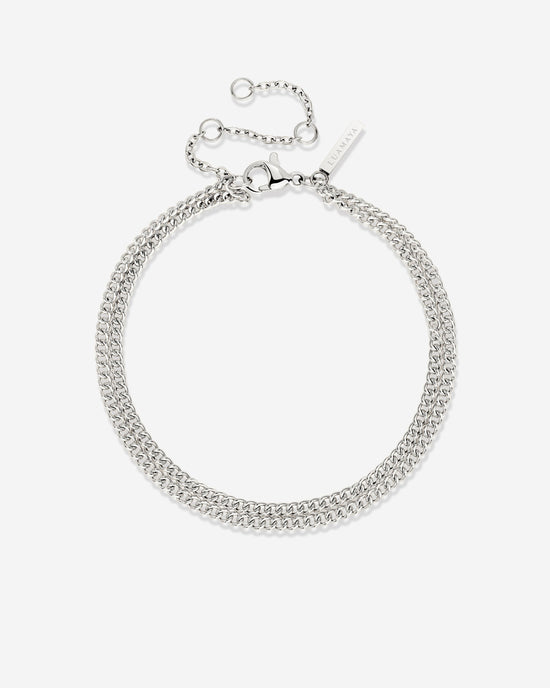 Curb Chain Double Bracelet Silber