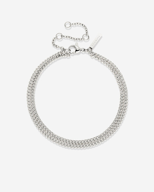 Curb Chain Double Bracelet Silber