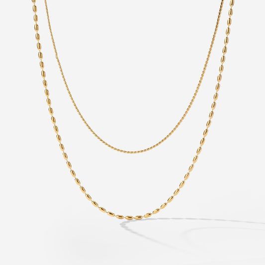 Droplet Double Necklace Gold