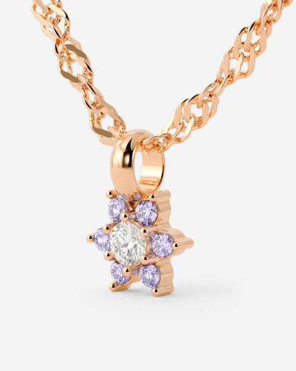 Sparkling Purple Petal Necklace Roségold