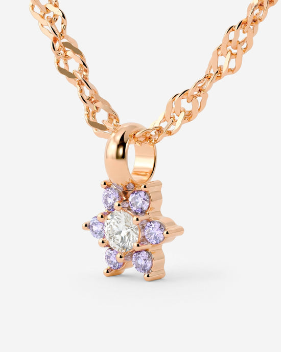 Sparkling Purple Petal Necklace Roségold
