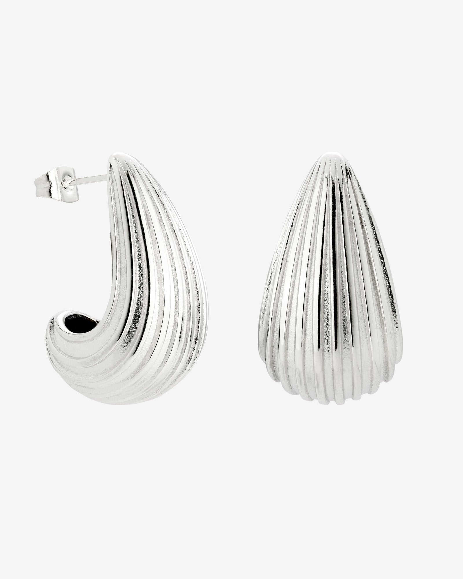 Textured Droplet Studs Large Silber