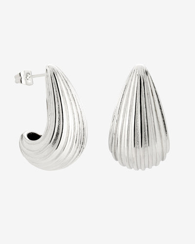 Textured Droplet Studs Large Silber