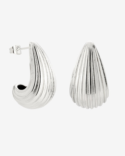 Textured Droplet Studs Large Silber