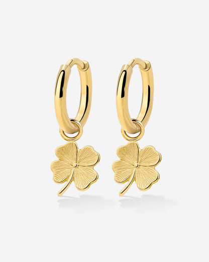Lucky Clover Hoop Set Small Gold