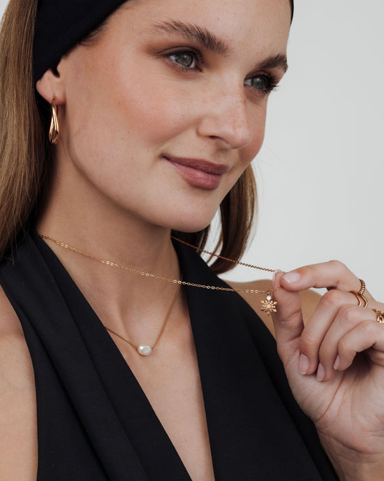 Sparkling Snowflake Necklace Roségold