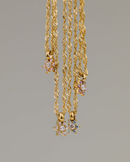 Sparkling Purple Petal Necklace Roségold