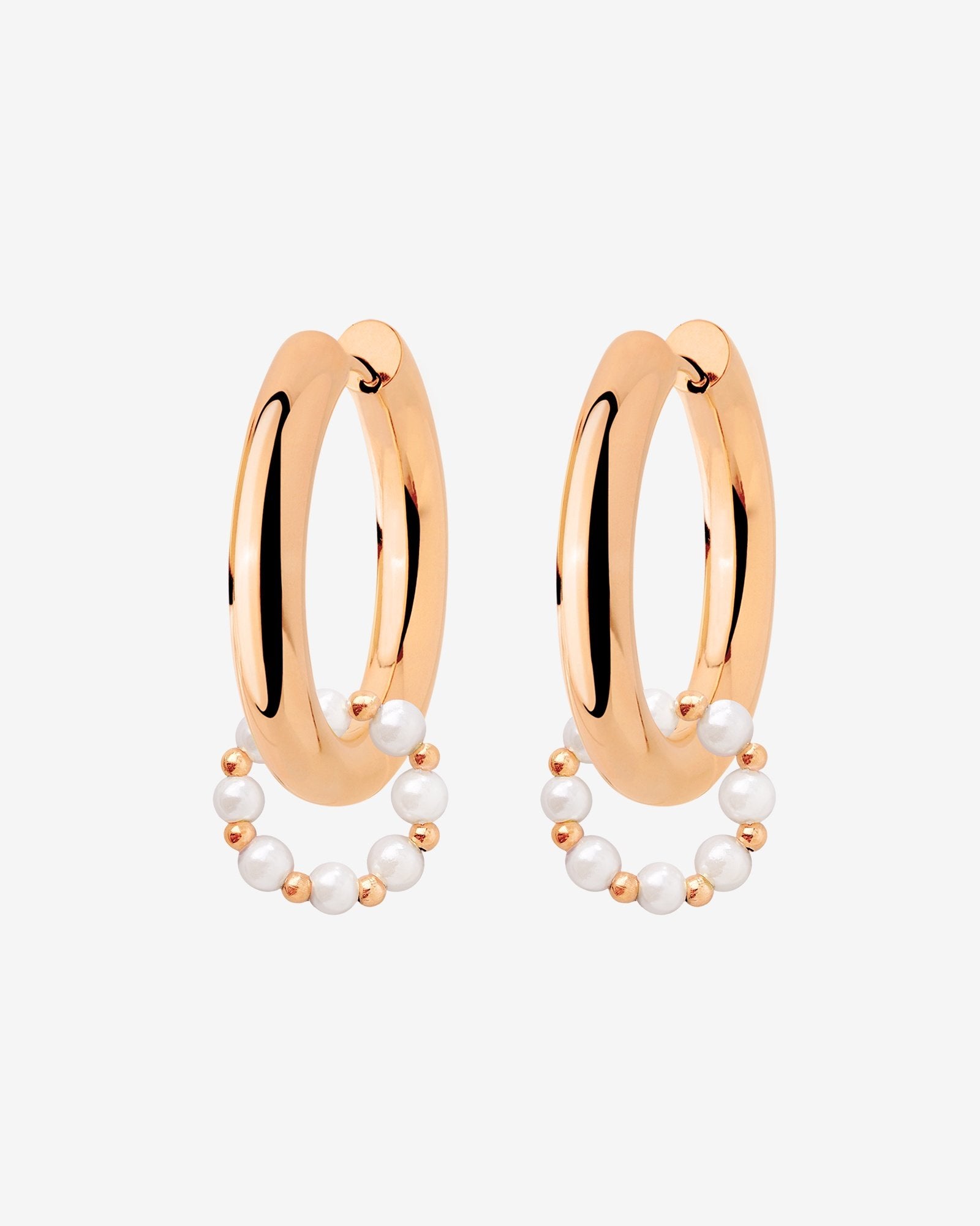 Chunky Pearl 'n' Beads Hoop Set Medium Roségold