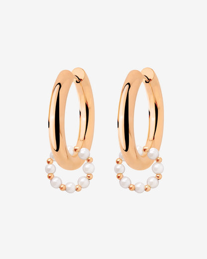 Chunky Pearl 'n' Beads Hoop Set Medium Roségold