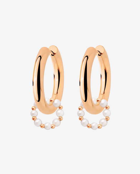 Chunky Pearl 'n' Beads Hoop Set Medium Roségold
