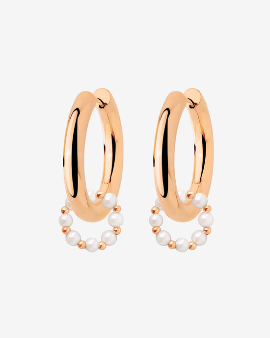 Chunky Pearl 'n' Beads Hoop Set Medium Roségold