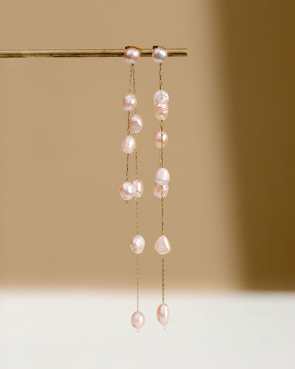 Blush Pearl Fall Earrings Silber
