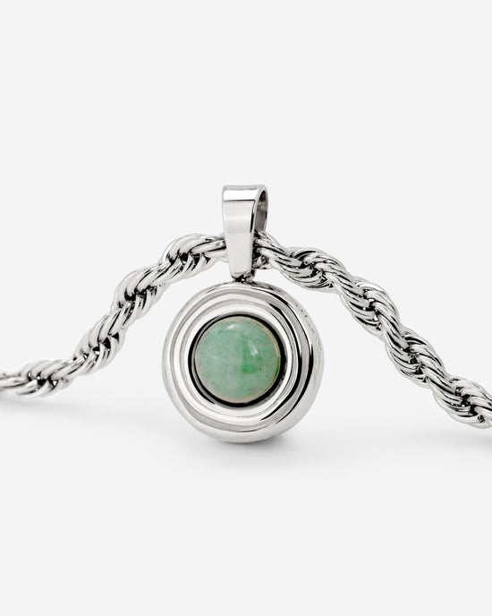 Olive Glow Necklace Silber
