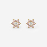 Sparkling Pink Petal Studs Gold
