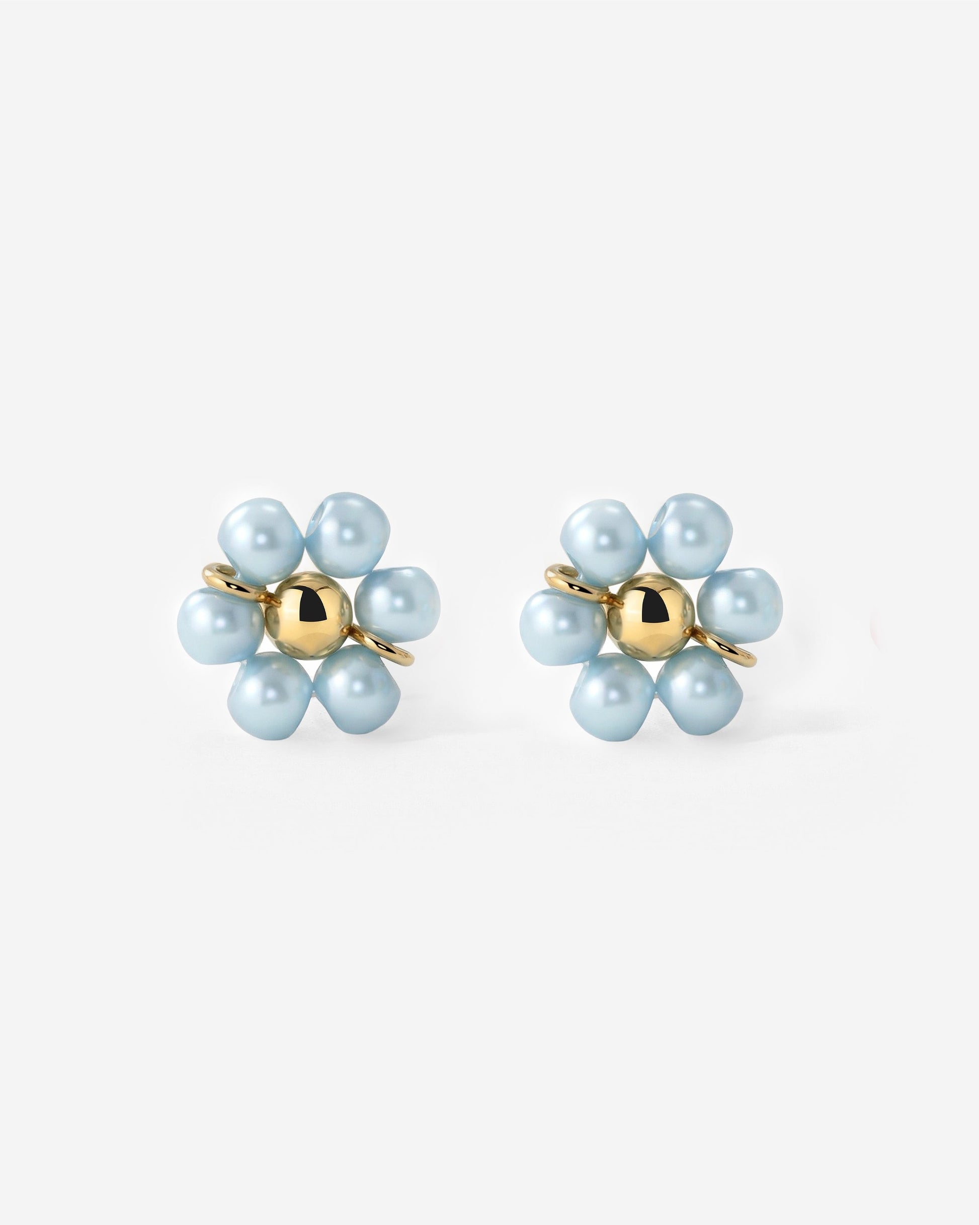 Forever Blue Daisy Studs Gold