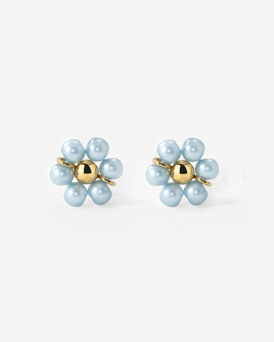 Forever Blue Daisy Studs Gold