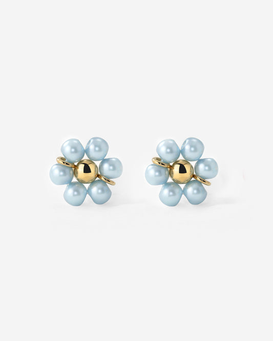 Forever Blue Daisy Studs Gold