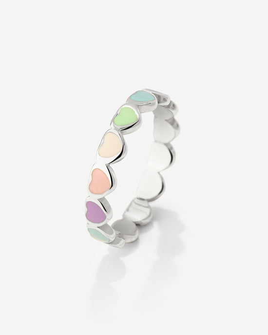 Pastel Hearts Ring Silber