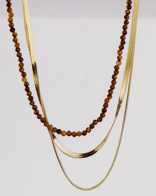 Tiger's Eye Bead Necklace Silber