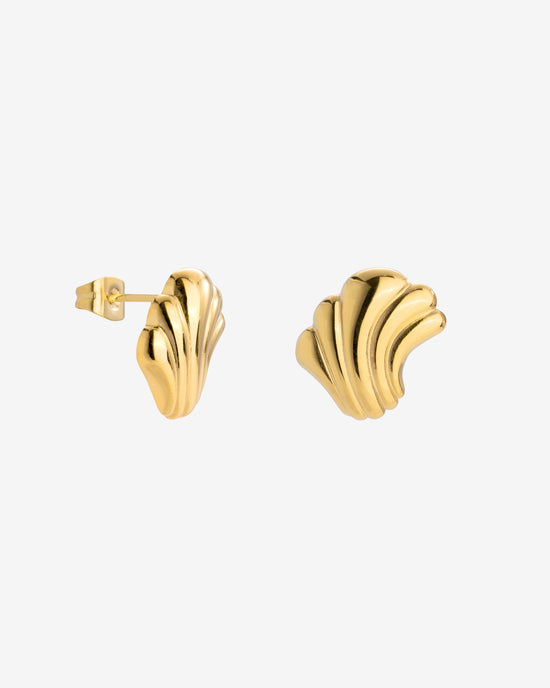 Simple Wave Studs Gold