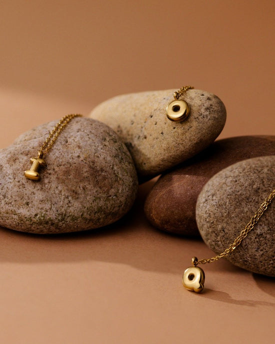 Bubble Letter Necklace Gold