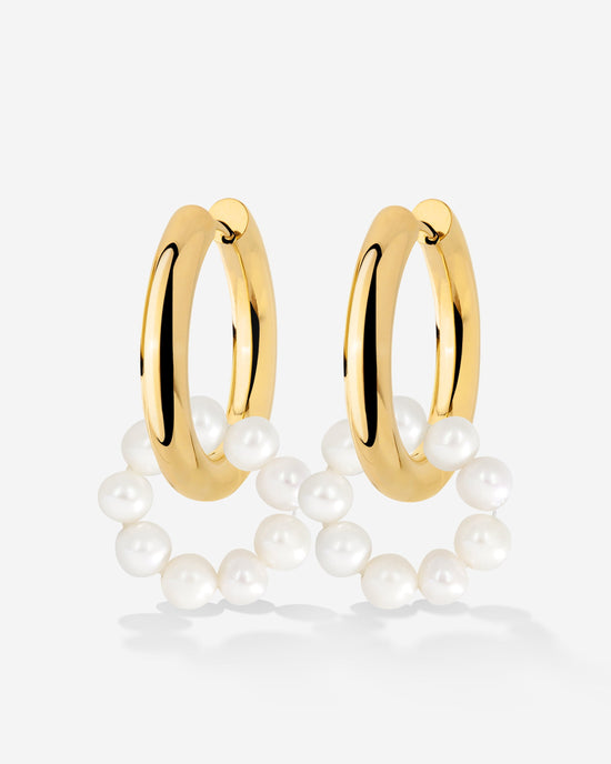 Pearly Donut Hoop Set Gold
