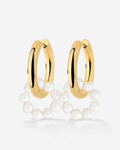Pearly Donut Hoop Set Gold