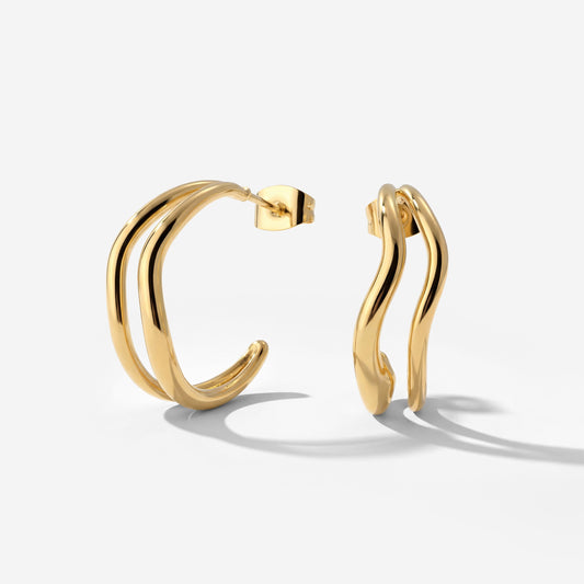 Tides Hoop Studs Gold