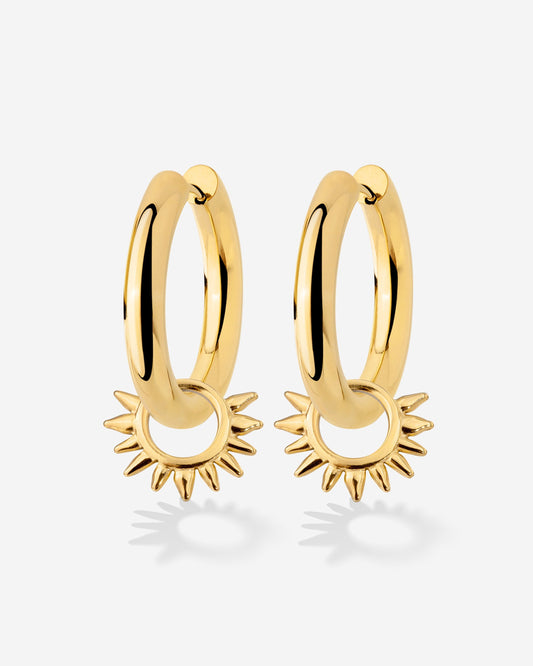 Chunky Sun Lover Hoop Set Medium Gold