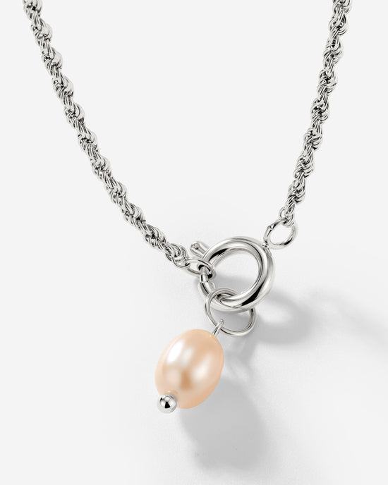 Perla Rosa Rope Chain Necklace Set Silber