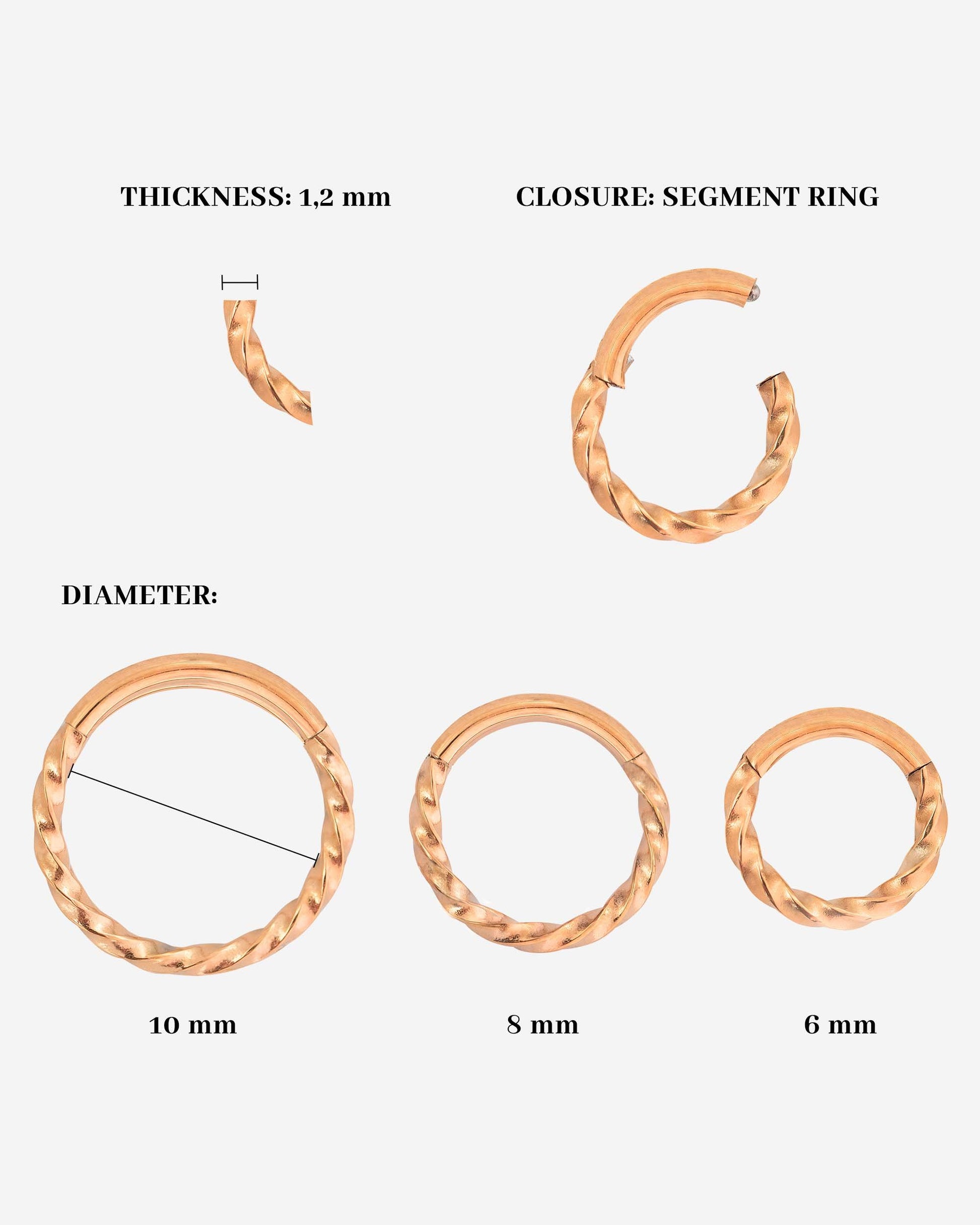Twisted Click Piercing Ring Roségold