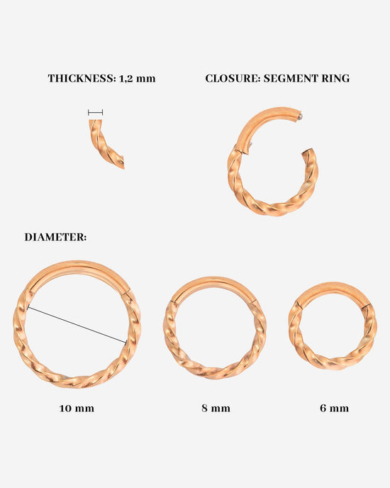 Twisted Click Piercing Ring Roségold