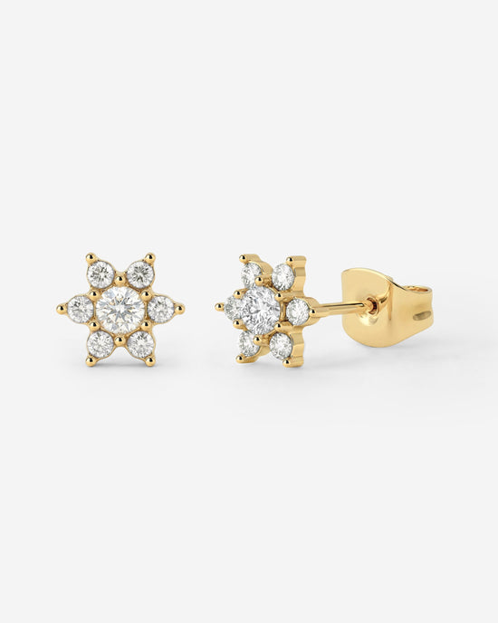 Sparkling White Petal Studs Gold