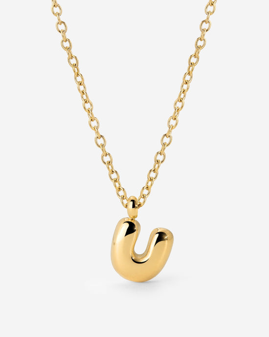 Bubble Letter Necklace Gold