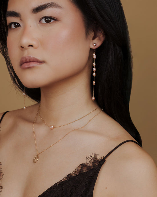 Blush Pearl Fall Earrings Roségold