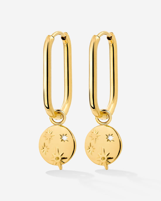 Shiny Stars Oval Hoop Set Small Gold