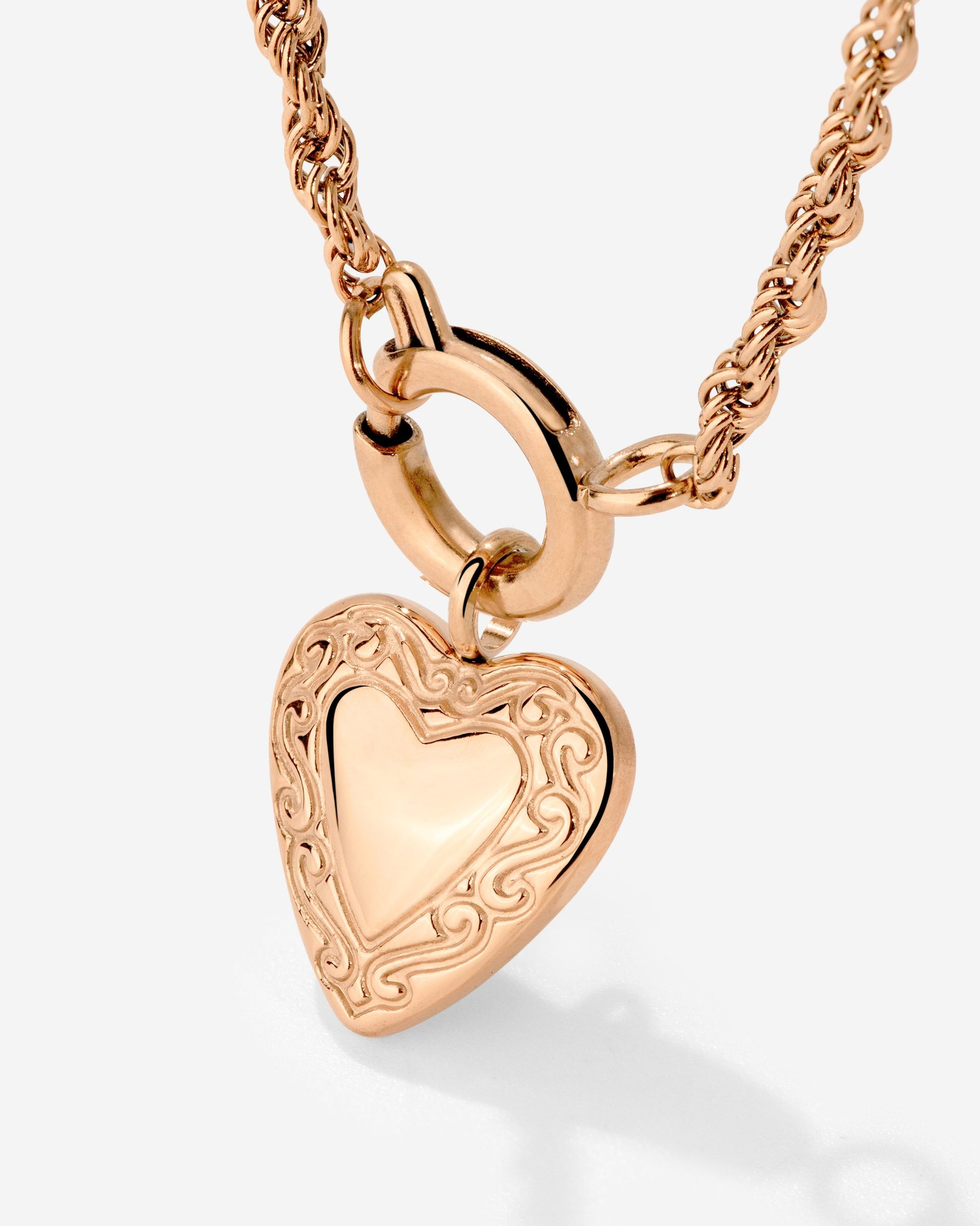 Vintage Heart Rope Chain Necklace Set Roségold