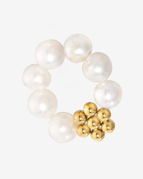 Chunky Flora Pearl Hoop Set Medium Gold