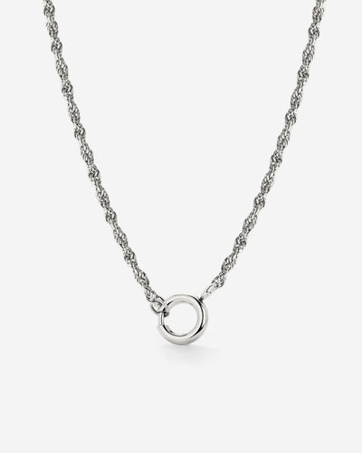 Rope Chain Charm Necklace Silber