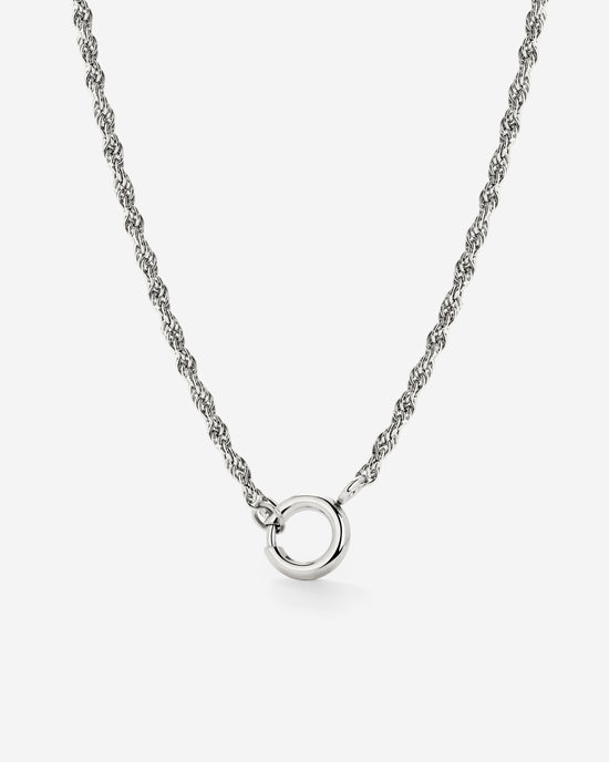Rope Chain Charm Necklace Silber