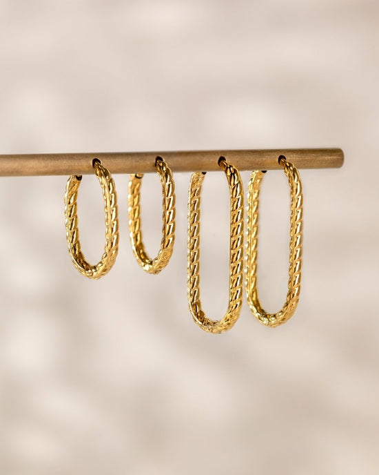 Oval Twisted Hoop Bundle Gold