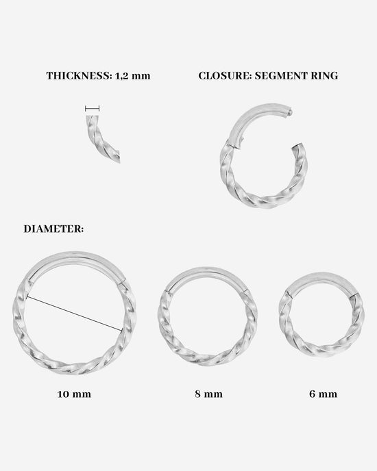 Twisted Click Piercing Ring Silber