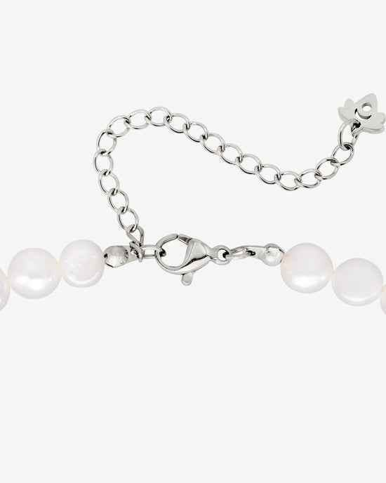 Melting Heart Pearl Necklace Silber