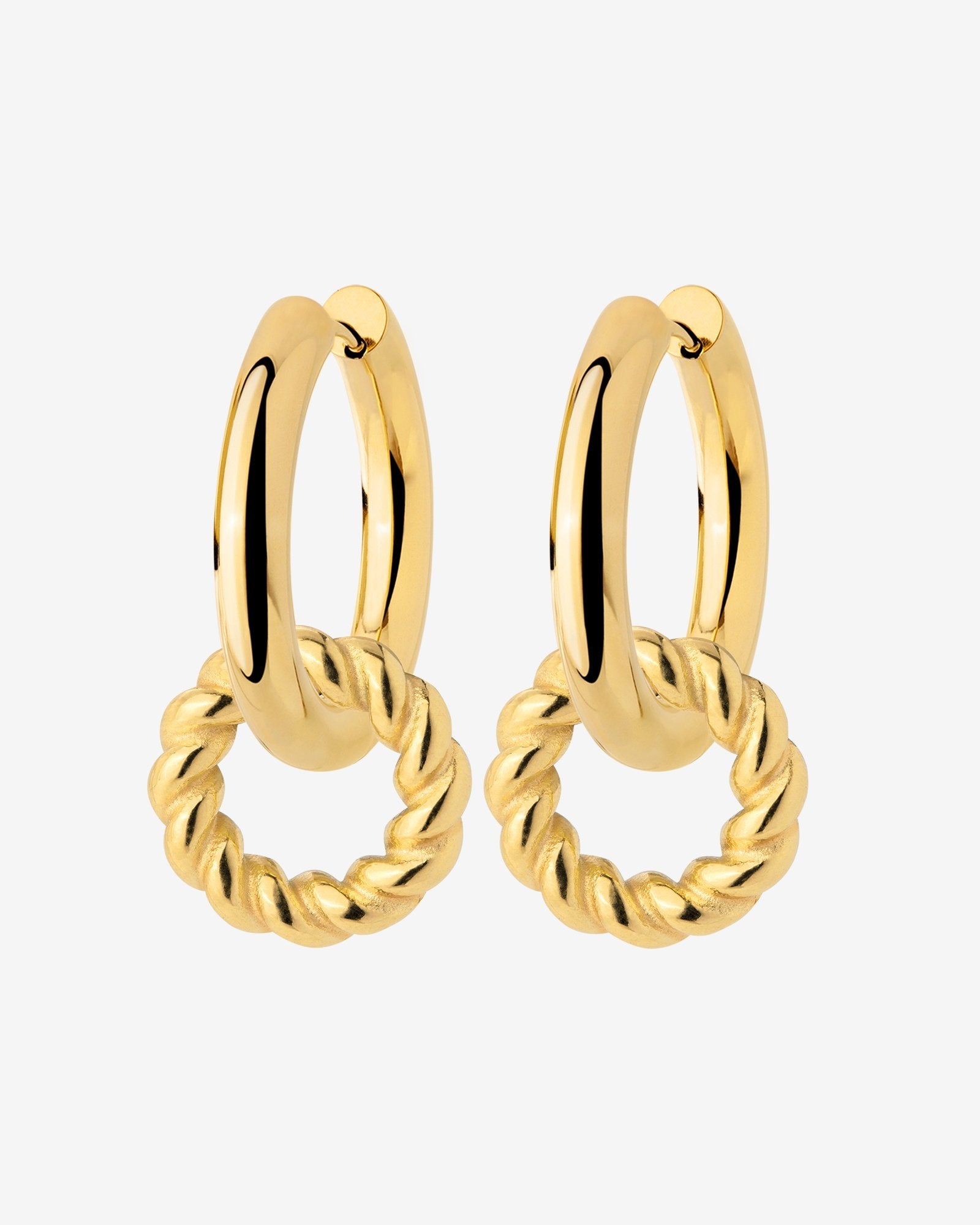 Chunky Twisted Donut Hoop Set Medium Gold