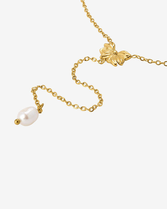 Petal Pearl Y-Necklace Gold