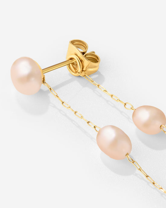Blush Pearl Fall Earrings Gold