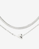 Flowy Heart Necklace Bundle Silber