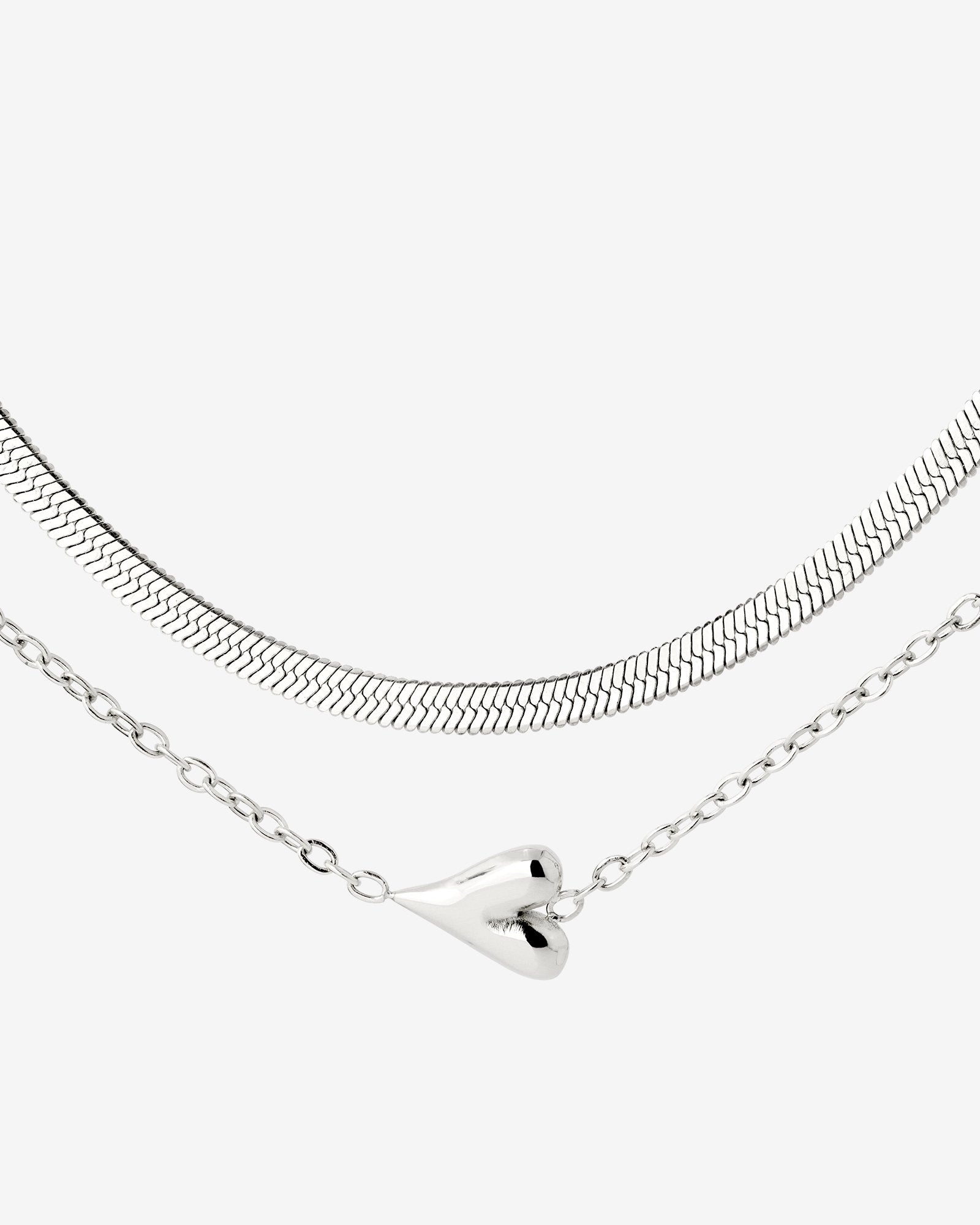 Flowy Heart Necklace Bundle Silber