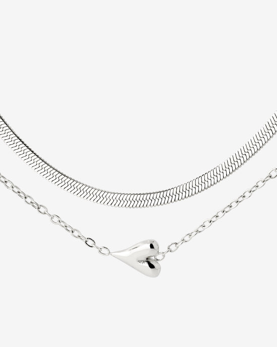 Flowy Heart Necklace Bundle Silber