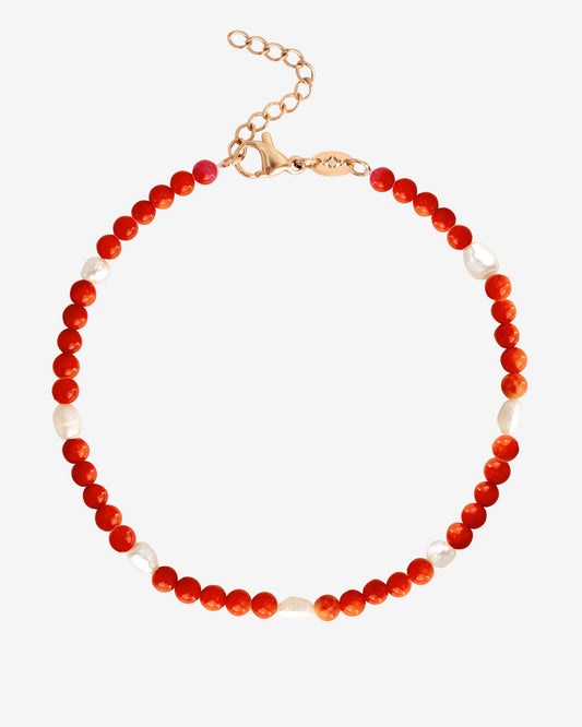 Coral Color Anklet Roségold